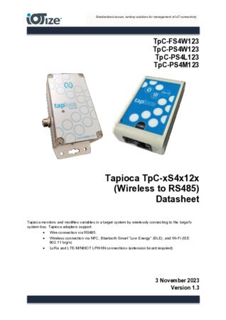   Tapioca RS485 Wireless Adapter (TpC-xS4x123) Datasheet